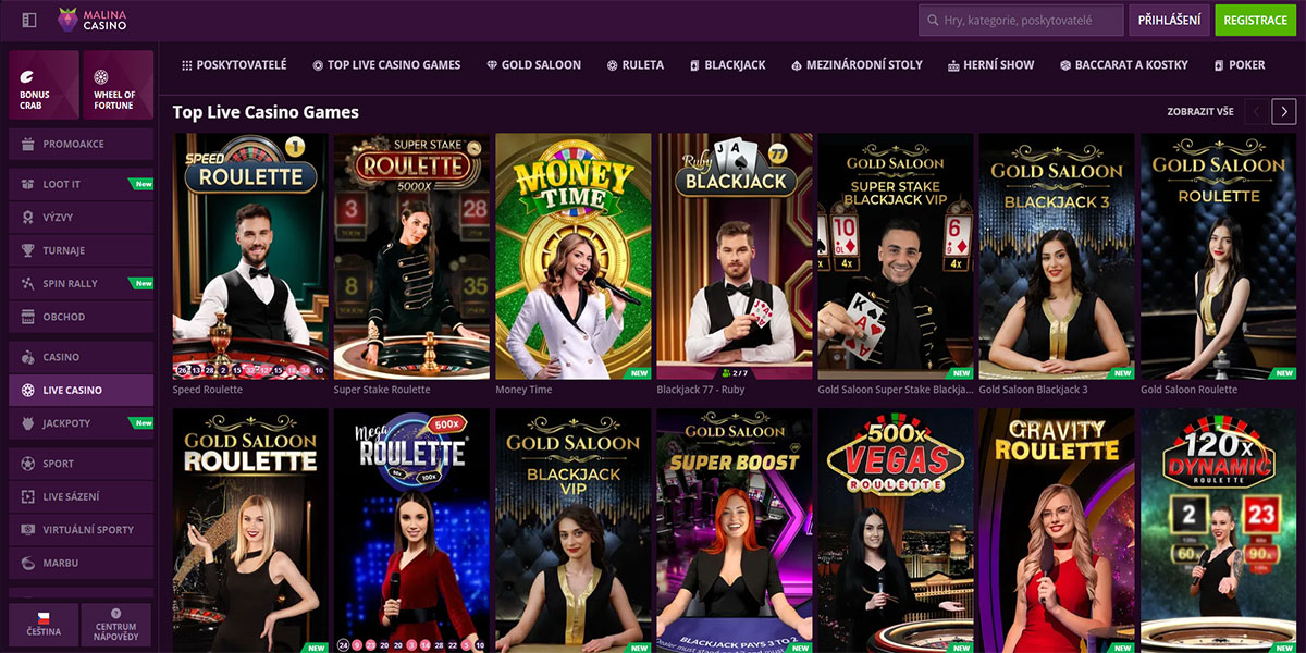 Malina Casino Live Casino Games