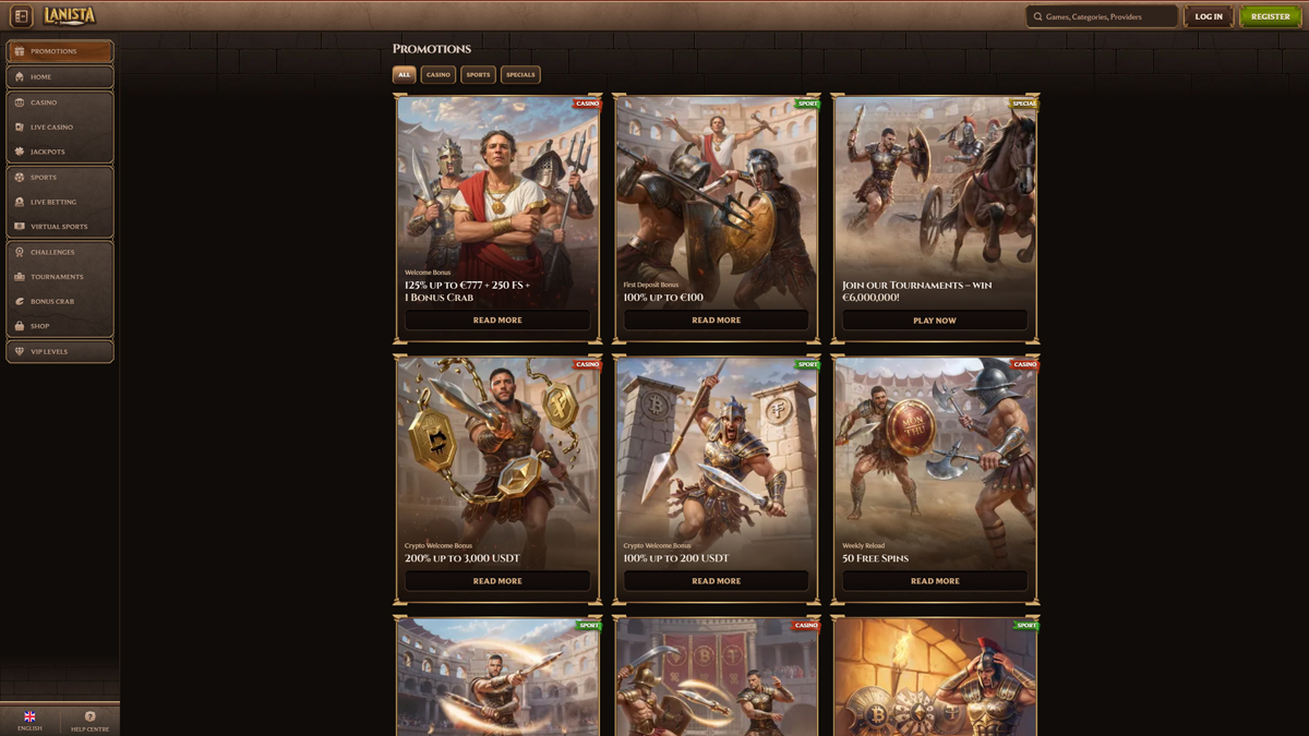 Μπόνους και Προσφορές Lanista Casino