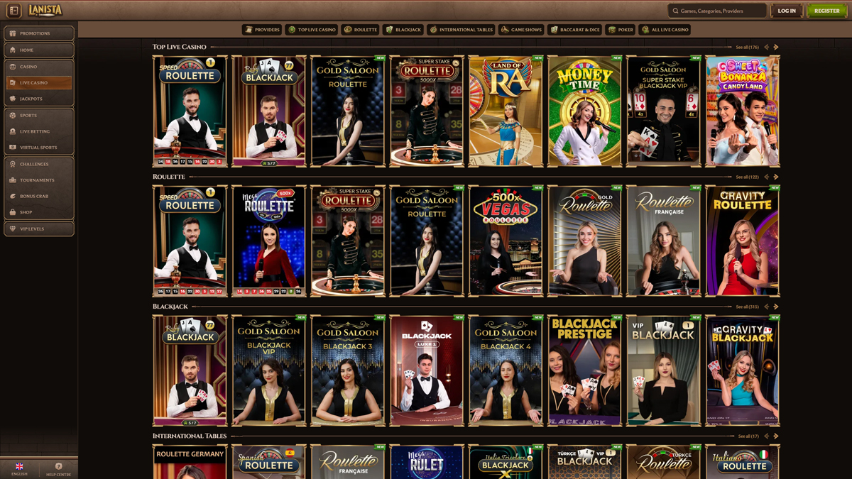 Lanista Casino Live Casino για Έλληνες παίκτες