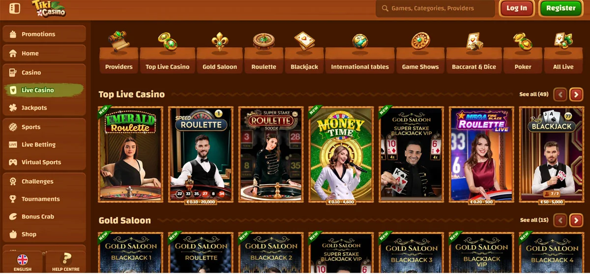 Tiki Casino Live Games