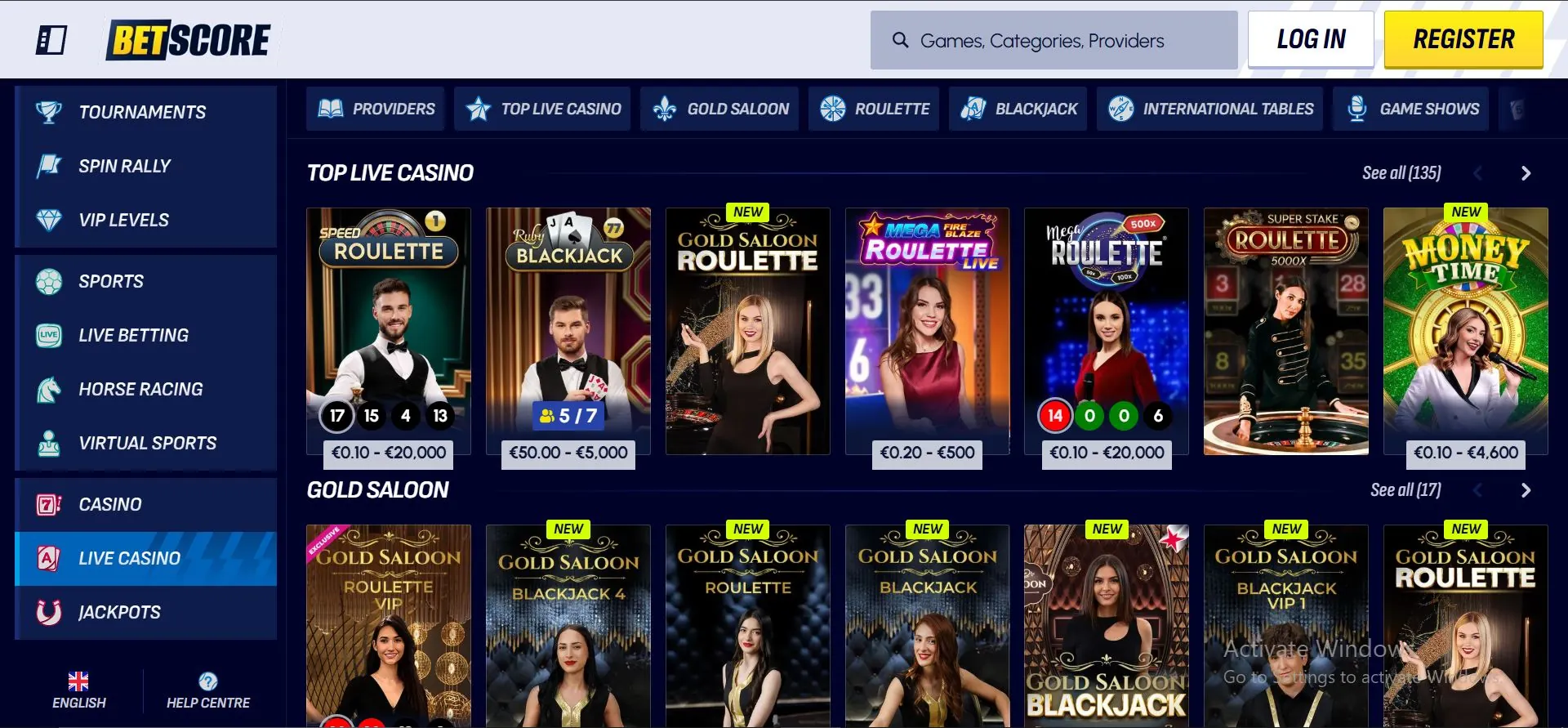 betscore casino live games