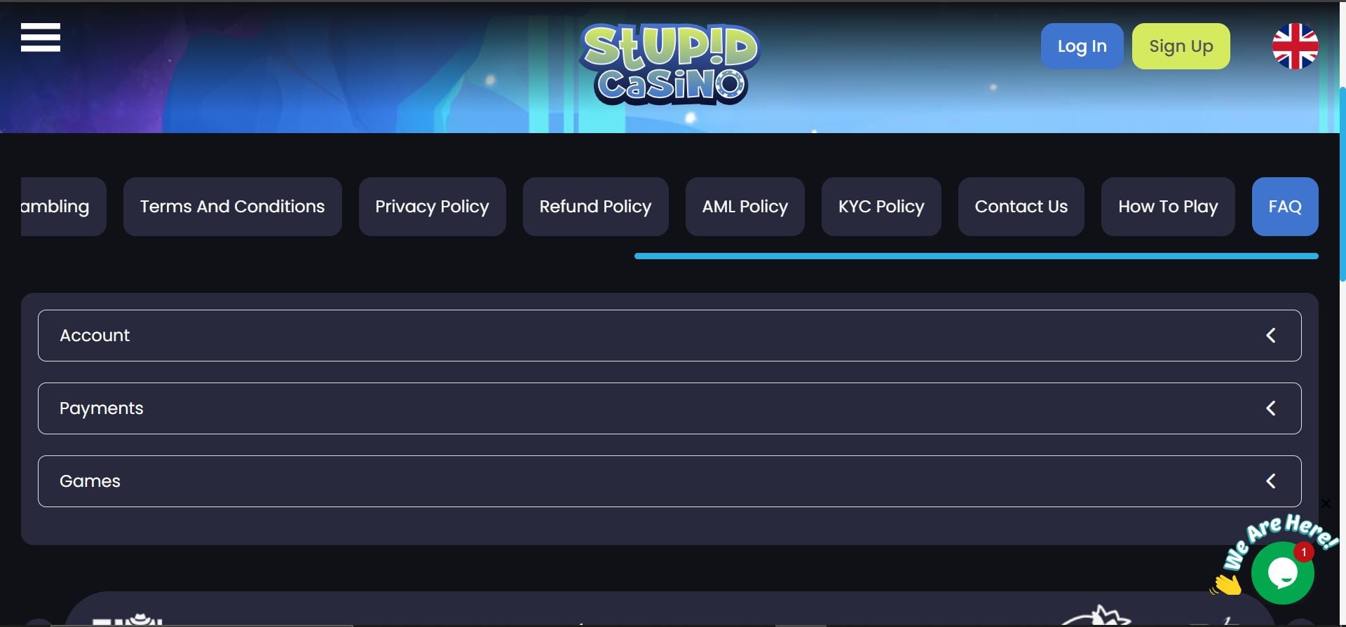 Κέντρο βοήθειας Stupid Casino