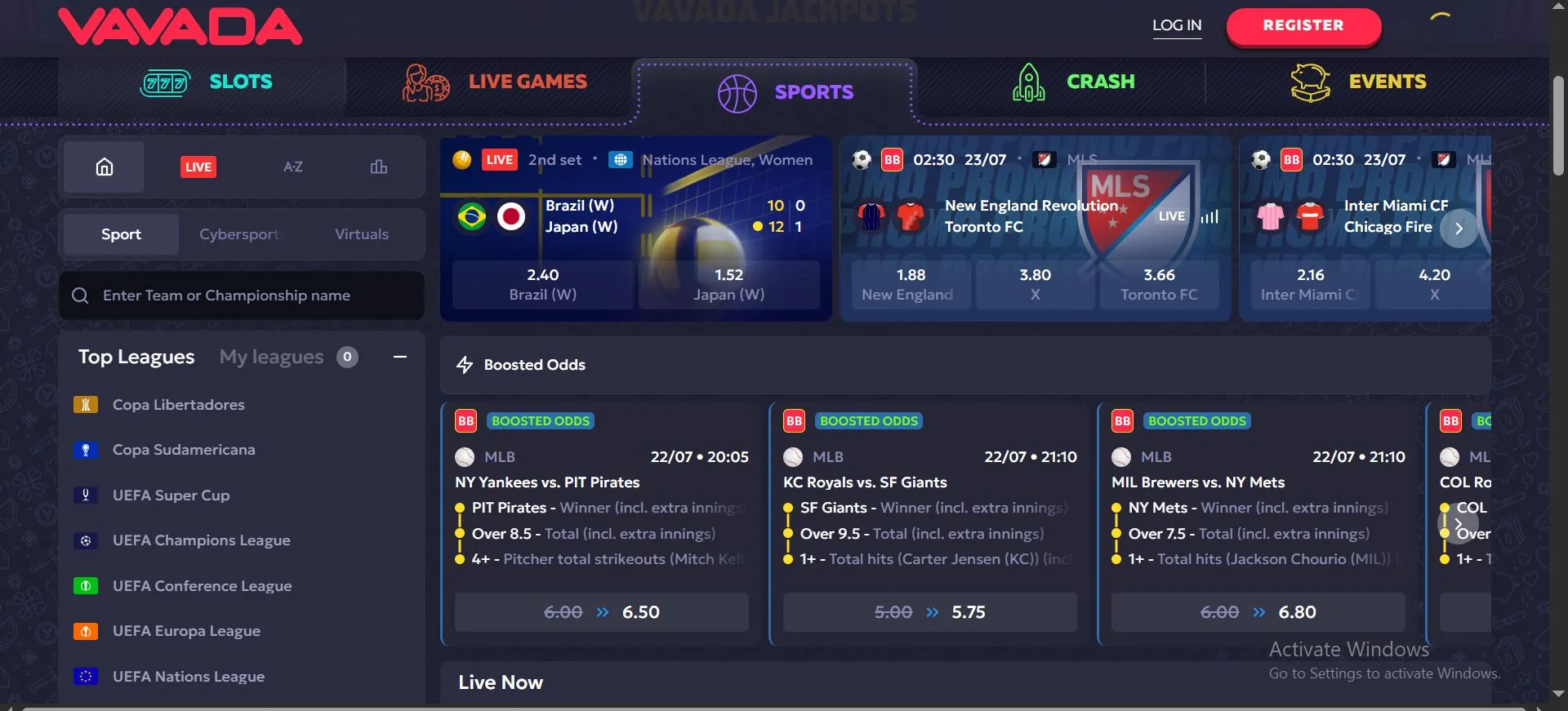vavada casino sports betting