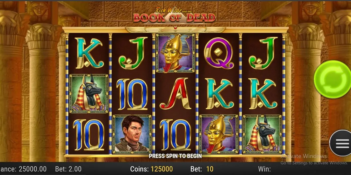 book of dead βασική οθόνη 1